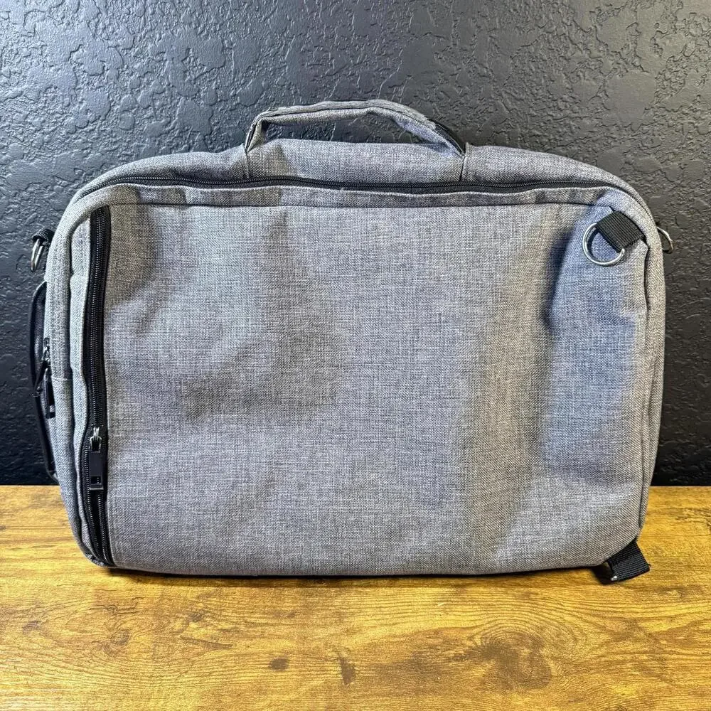 Leftfield‎ 3-Way Convertible Grey Canvas Laptop Backpack Briefcase Mens OS